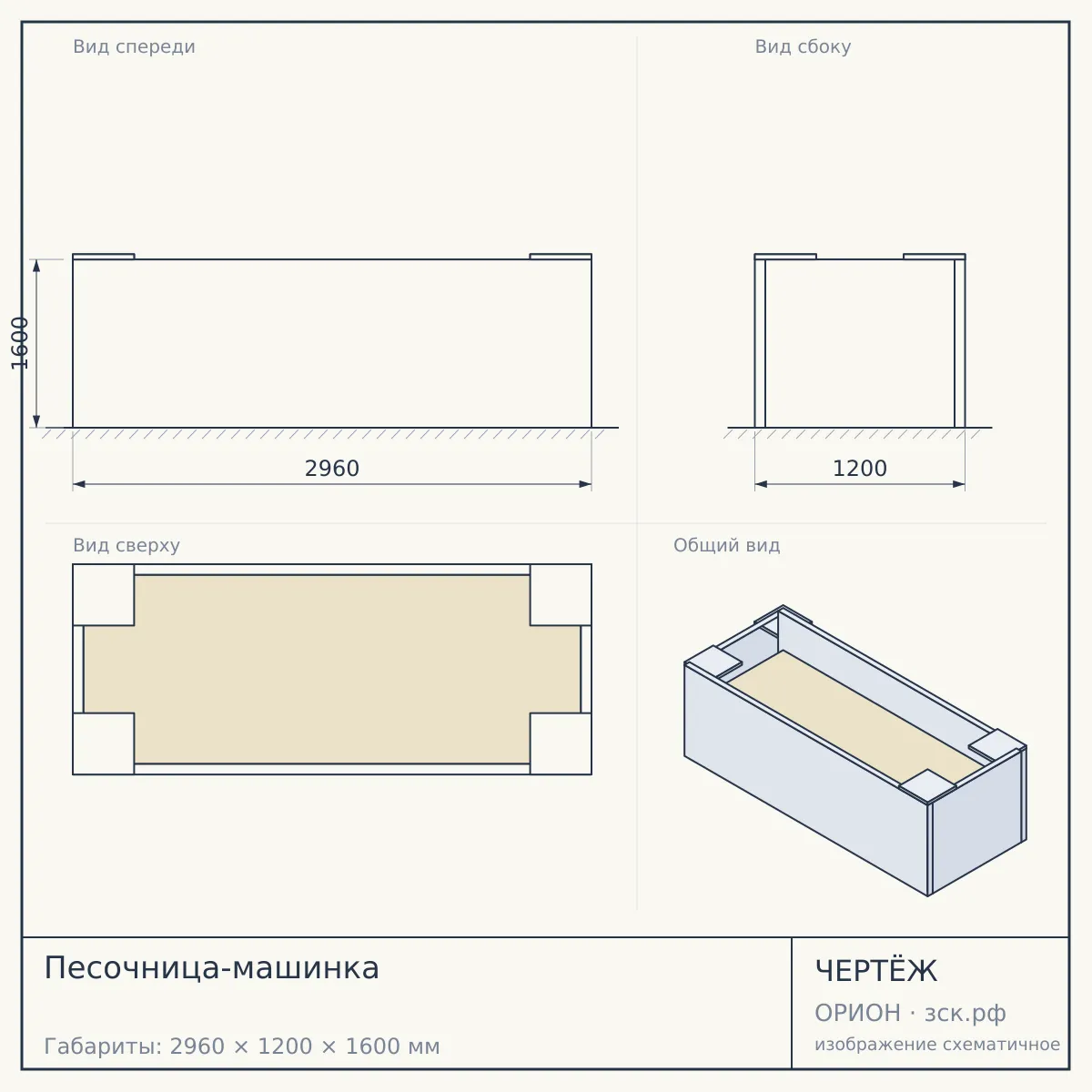 Песочница-машинка — чертёж